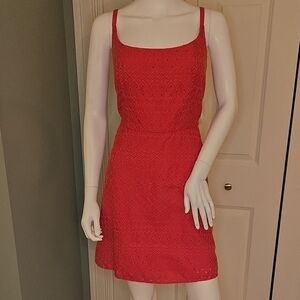 Old Navy Red Eyelet Dress With Pockets